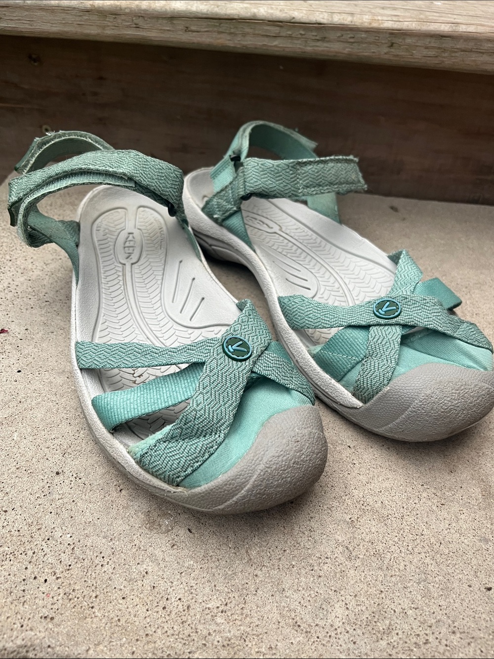 KEEN Bali Strap Sandals Aqua Green Sport Comfort Hiking Women’s Size 8.5 GUC - Picture 1 of 11